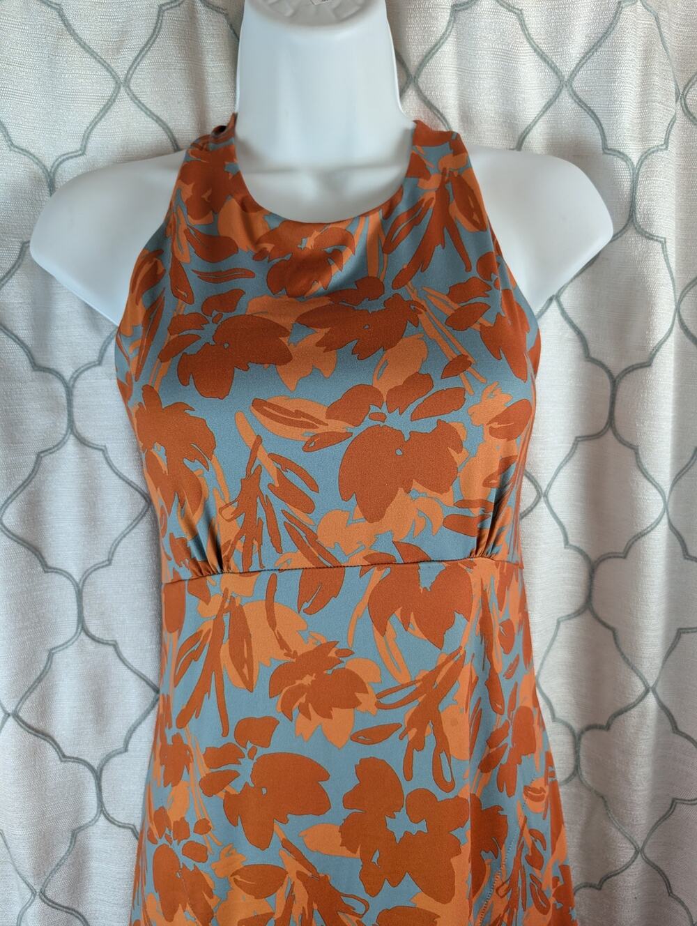 prAna Jewel Lake Dress Floral Small EUC Shelf Bra Halter Midi with pockets